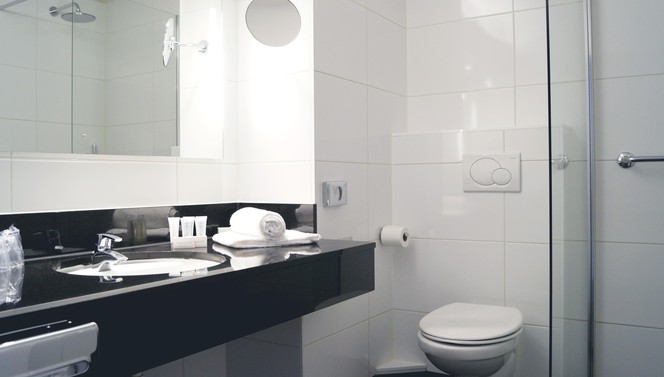 Bath room Comfort room Hotel Breukelen sink towel soap mirror toilet